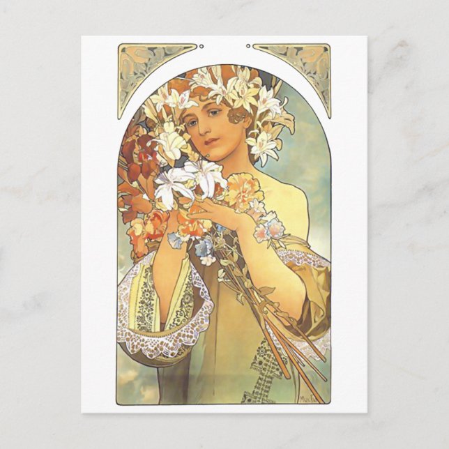 Art Nouveau - Alphonse Mucha "Flower" Postcard (Front)