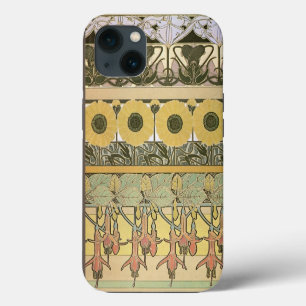 Art nouveau alphonse mucha fuschia sunflower flora iPhone 13 case
