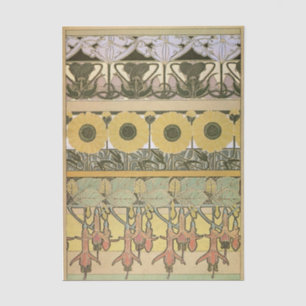 Art nouveau alphonse mucha fuschia sunflower flora tissue paper