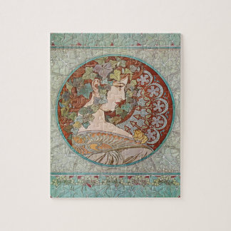 Art Nouveau Alphonse Mucha Ivy Girl Poster Jigsaw Puzzle