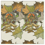 Art Nouveau Alphonse Mucha Maple Leaves Pattern Fabric