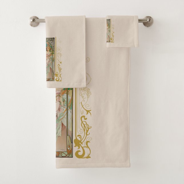 Art Nouveau Alphonse Mucha - Morning Awakening  Bath Towel Set (Insitu)