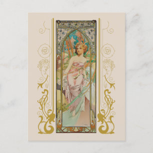 Art Nouveau Alphonse Mucha - Morning Awakening  Postcard