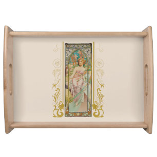 Art Nouveau Alphonse Mucha - Morning Awakening Serving Tray