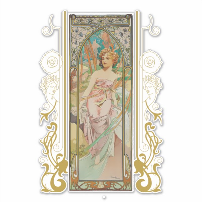 Art Nouveau Alphonse Mucha - Morning Awakening  Sticker (Front)