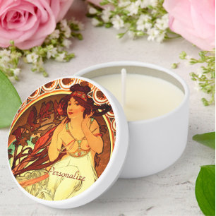 Art nouveau alphonse mucha music muse mini candle favors