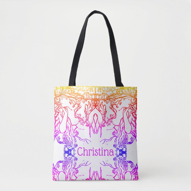 Art nouveau Alphonse Mucha reversable tote Bag (Front)