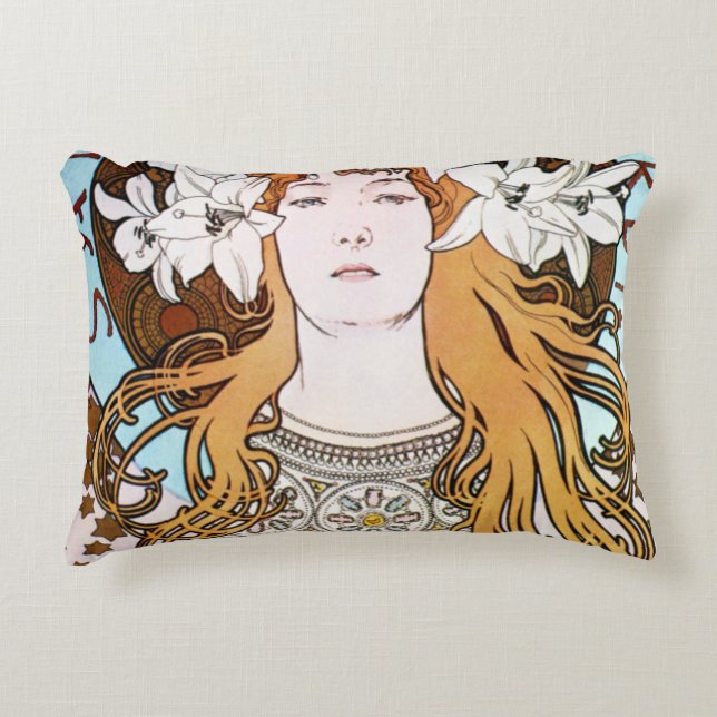 Art Nouveau - Alphonse Mucha - Sarah Bernhardt Accent Pillow (Front)