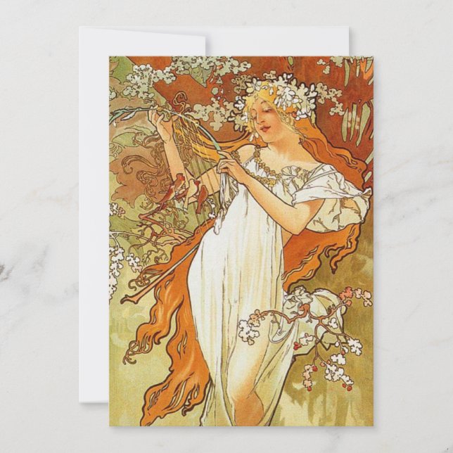 Art Nouveau Alphonse Mucha Spring Invitations (Front)
