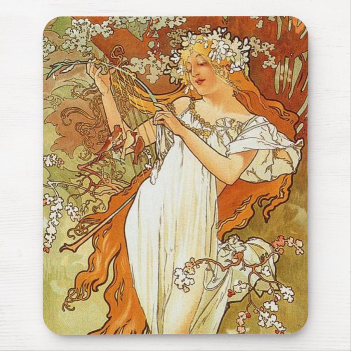 Art Nouveau Alphonse Mucha Spring Mouse Pad