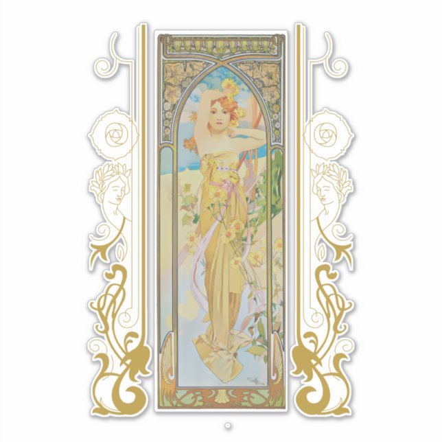 Art Nouveau Alphonse Mucha -The Brightness of Day  Sticker (Front)