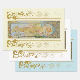 Art Nouveau Alphonse Mucha -The Brightness of Day Wrapping Paper Sheets