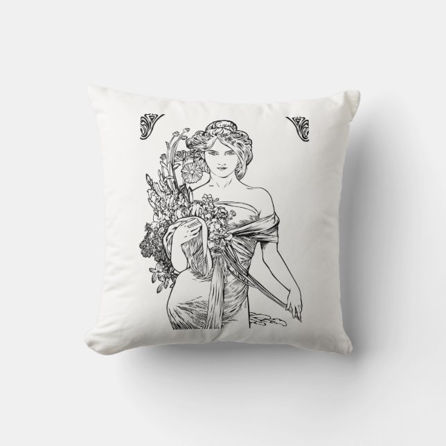Art nouveau alphonse mucha throw pillow (Front)