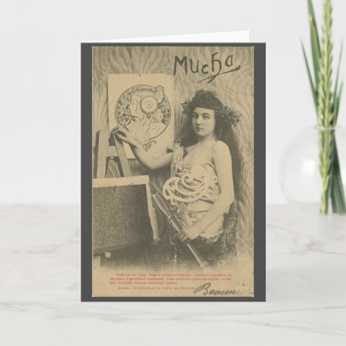 Art nouveau Alphonse mucha woman art model Card