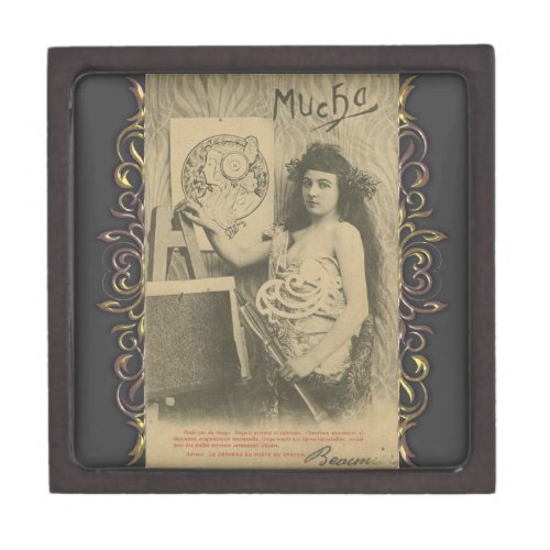 Art nouveau Alphonse mucha woman art model Gift Box