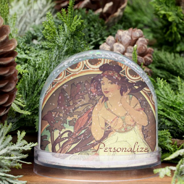 Art nouveau Alphonse Mucha woman music muse Snow Globe (Creator Uploaded)