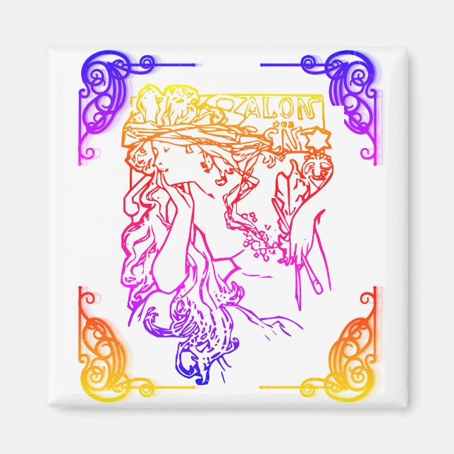 Art nouveau Alphonse Mucha woman salon Magnet (Front)