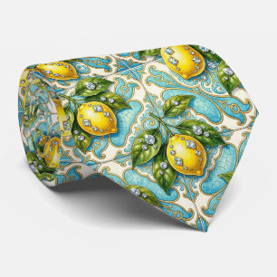 Art Nouveau Amalfi Lemons Diamonds Gentleman's Neck Tie