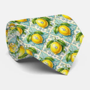 Art Nouveau Amalfi Lemons Diamonds Gentleman's Neck Tie
