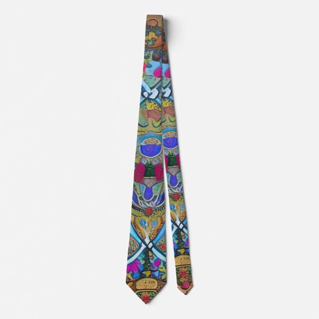 Art nouveau and Persian art- inspired digital art  Neck Tie (Front)