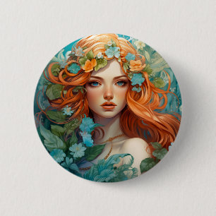 Art Nouveau Aos sí Fairy Button