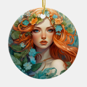 Art Nouveau Aos sí Fairy Ceramic Ornament