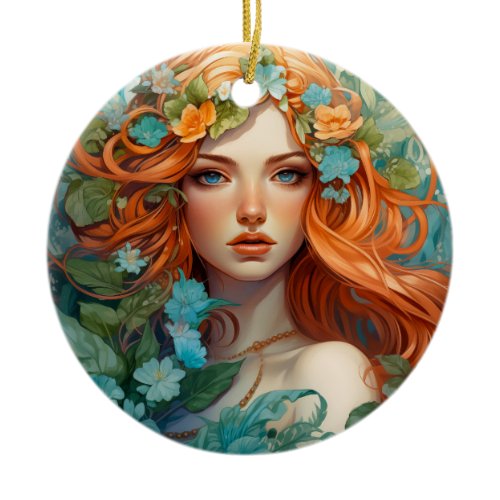 Art Nouveau Aos sí Fairy Ceramic Ornament