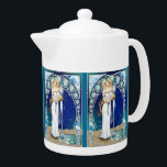 Art Nouveau Aquarius Tea Pot<br><div class="desc">The sign of Aquarius on this customizable tea pot. Personalize with your own text.</div>