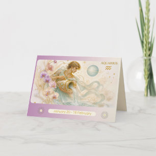 Art Nouveau Aquarius Zodiac Greeting Card