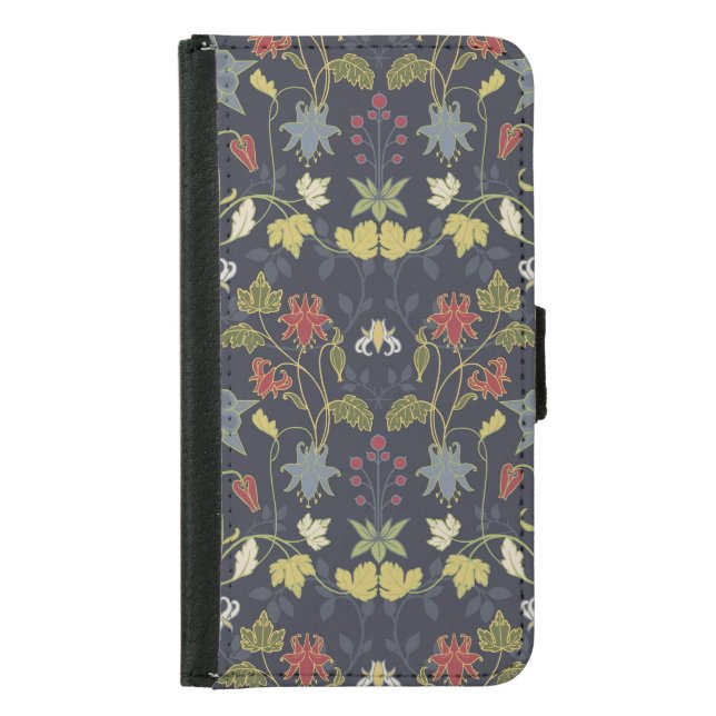 Art Nouveau Aquilegia: Dark Floral Samsung Galaxy Wallet Case (Front)