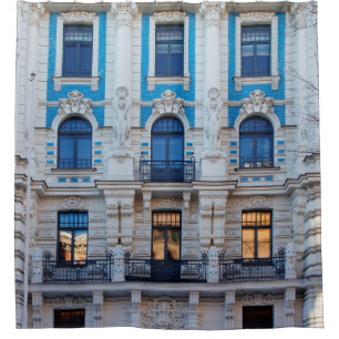 Art Nouveau architecture in Riga, Latvia Shower Curtain