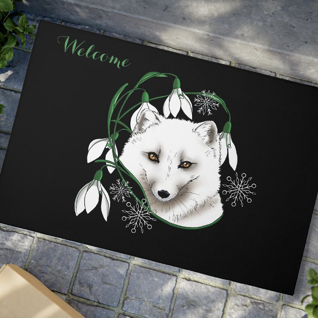 Art Nouveau Arctic White Fox Doormat (Creator Uploaded)
