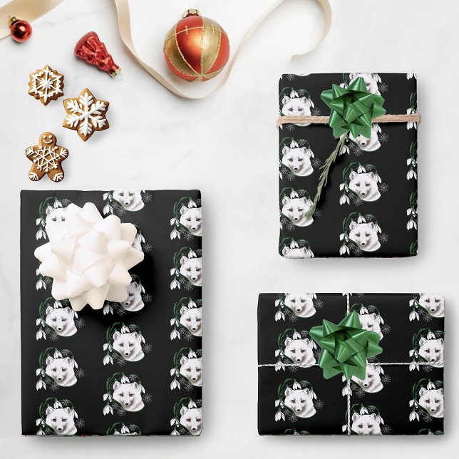 Art Nouveau Arctic White Fox Wrapping Paper Sheets (Creator Uploaded)