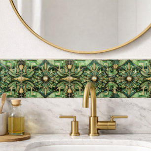 Art Nouveau /Art Deco Backsplash Gold Green  Ceramic Tile