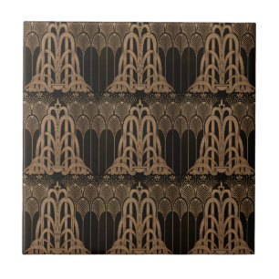 Art nouveau,art deco,Black,bronse,elegant,chic,pat Ceramic Tile