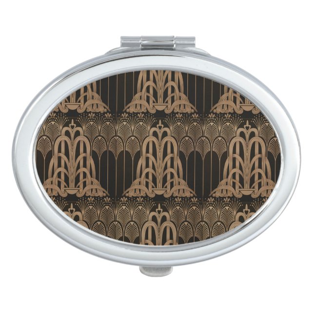 Art nouveau,art deco,Black,bronse,elegant,chic,pat Compact Mirror (Front)
