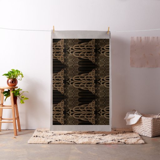 Art nouveau,art deco,Black,bronse,elegant,chic,pat Fabric