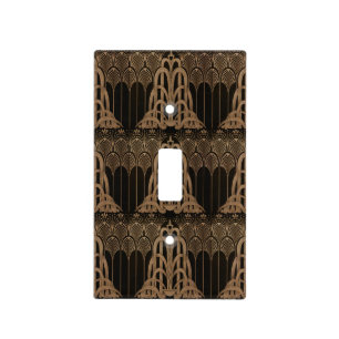 Art nouveau,art deco,Black,bronse,elegant,chic,pat Light Switch Cover