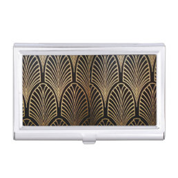Art nouveau, art deco, fan pattern, bronze,gold,bl business card case