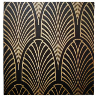 Art nouveau, art deco, fan pattern, bronze,gold,bl cloth napkin
