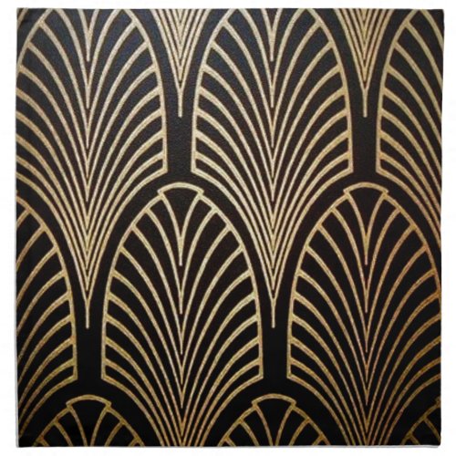 Art nouveau art deco fan pattern bronzegoldbl cloth napkin