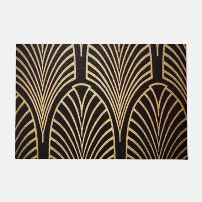 Art nouveau, art deco, fan pattern, bronze,gold,bl doormat (Front)
