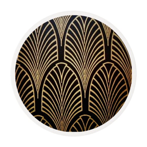 Art nouveau art deco fan pattern bronzegoldbl edible frosting rounds