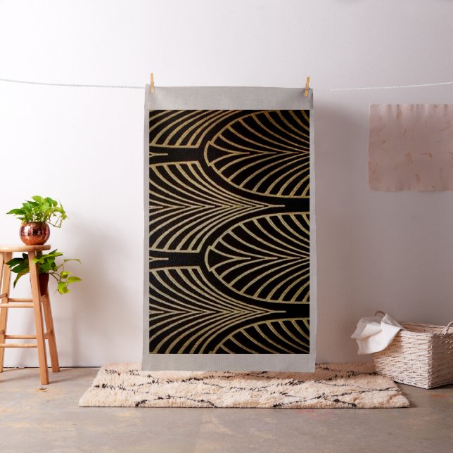 Art nouveau, art deco, fan pattern, bronze,gold,bl fabric (In Situ)