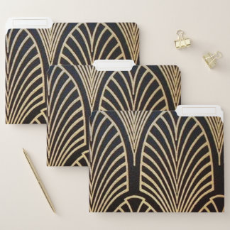 Art nouveau, art deco, fan pattern, bronze,gold,bl file folder