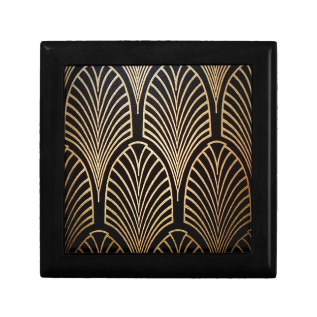 Art nouveau, art deco, fan pattern, bronze,gold,bl gift box (Front)