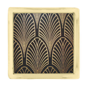 Art nouveau, art deco, fan pattern, bronze,gold,bl gold finish lapel pin