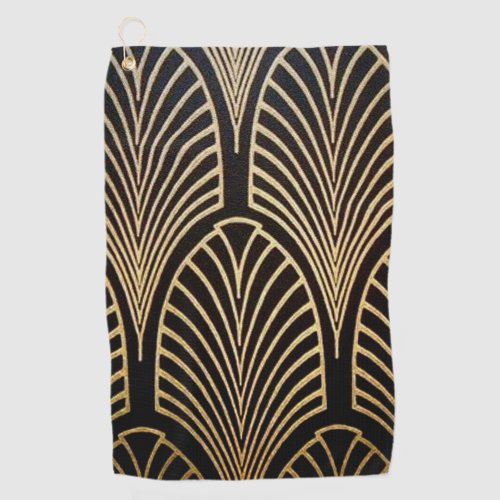 Art nouveau art deco fan pattern bronzegoldbl golf towel