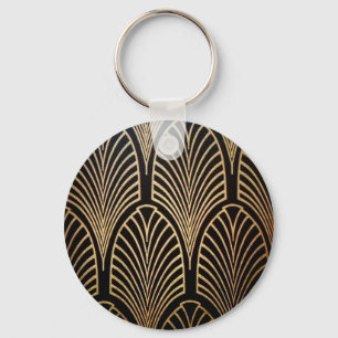 Art nouveau, art deco, fan pattern, bronze,gold,bl keychain