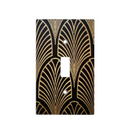 Art nouveau, art deco, fan pattern, bronze,gold,bl light switch cover